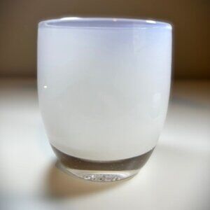 glassybaby Celebrate White Glass Votive Candle Holder 4" tall Pre-Triskelion